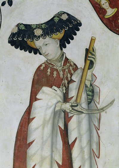 Die neun Helden und die neun würdigen Frauen, Detail von Delphine, 1418-30 von Giacomo Jaquerio